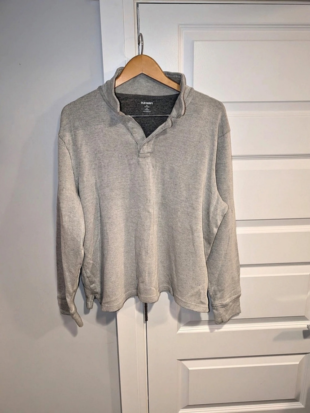 Old Navy Men's Cotton Long Sleeve Polo Gray XL